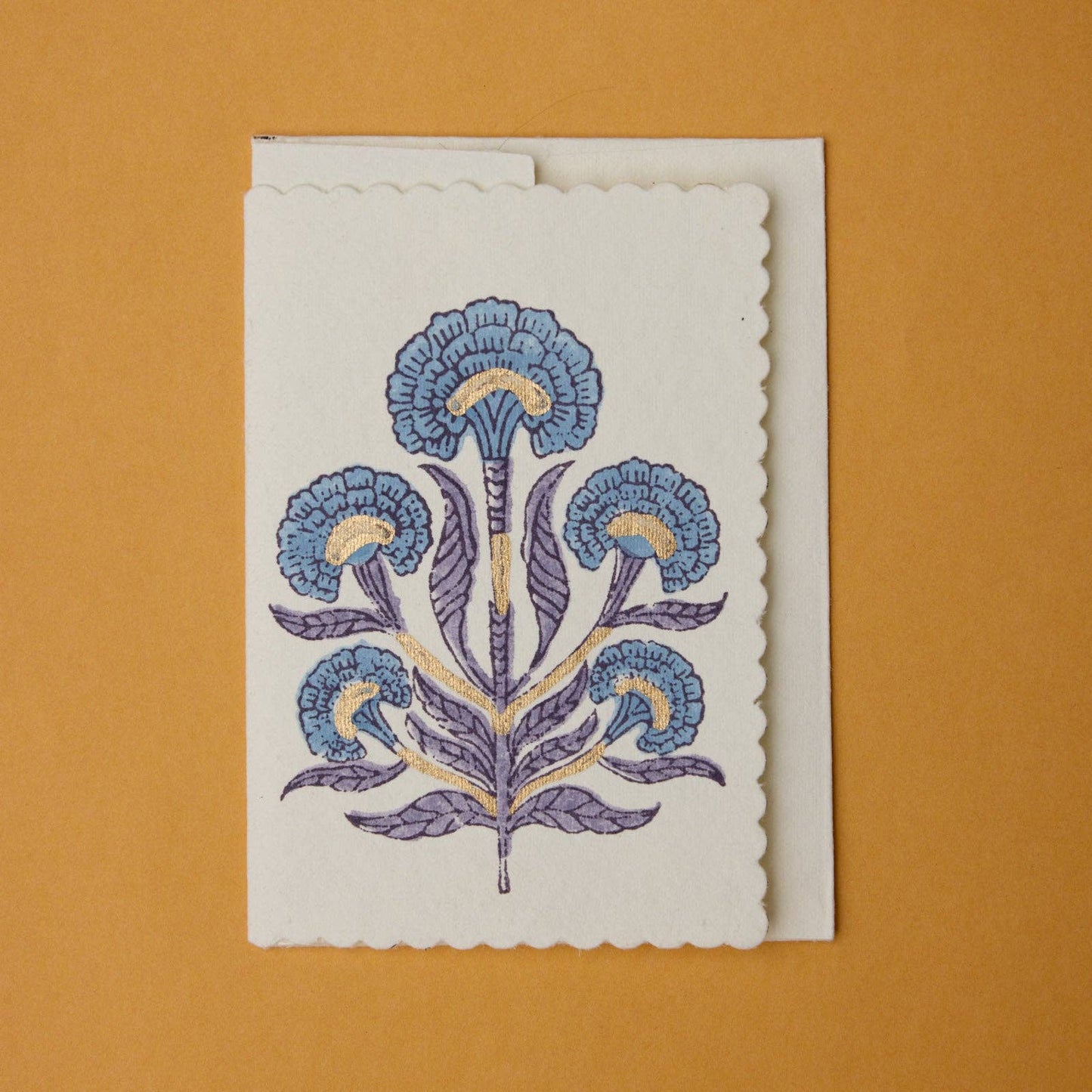 Block Printed Greeting Card - Poppy Lavender