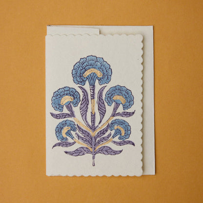 Block Printed Greeting Card - Poppy Lavender