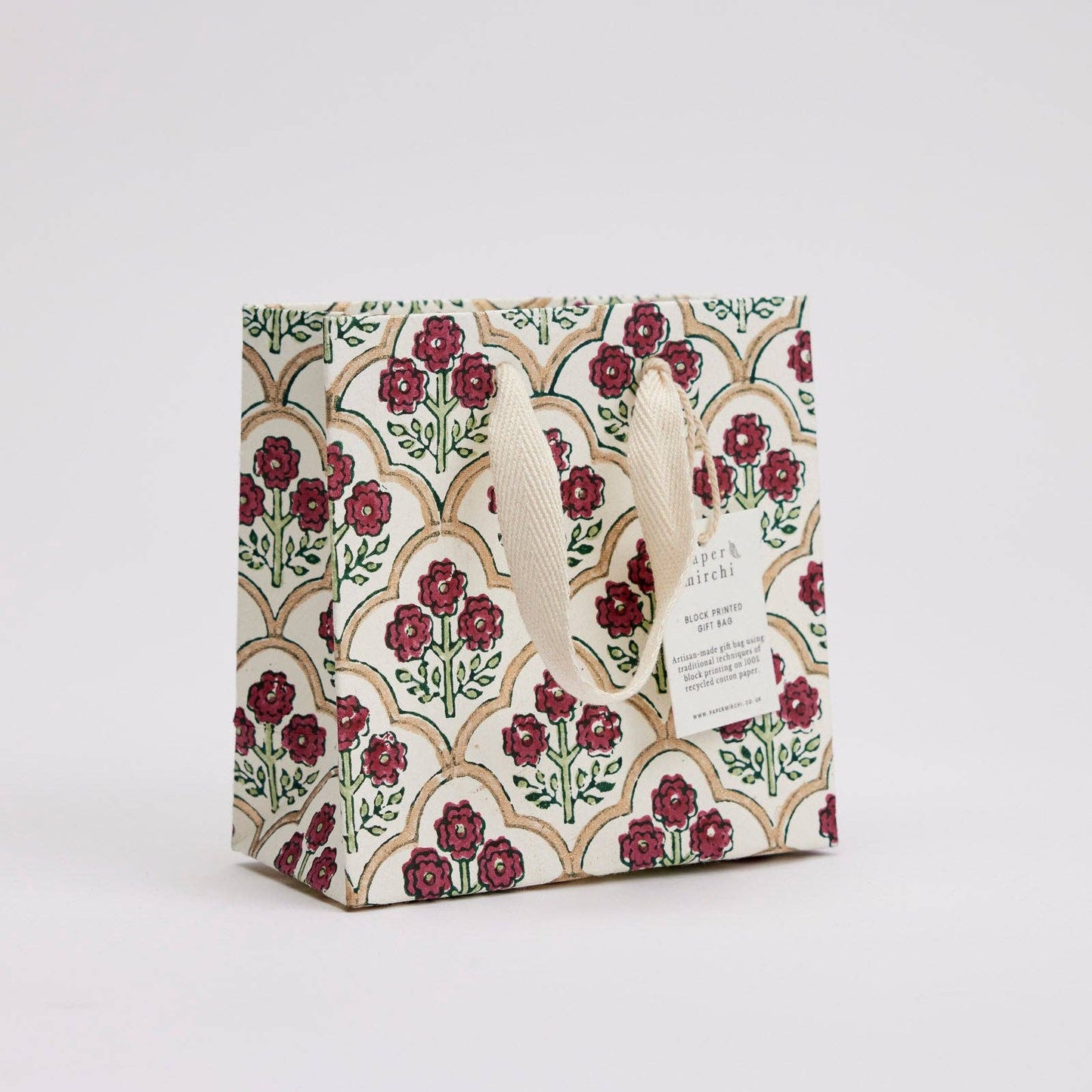 Block Printed Gift Bags (Small) - Cherry