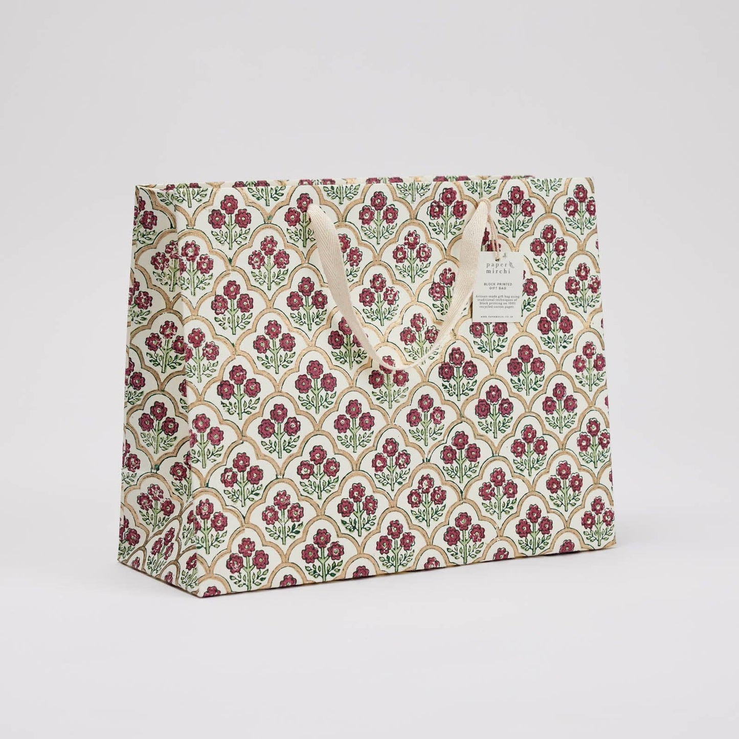 Block Printed Gift Bags (Large) - Cherry