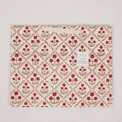 Block Printed Gift Bags (Large) - Winter Red