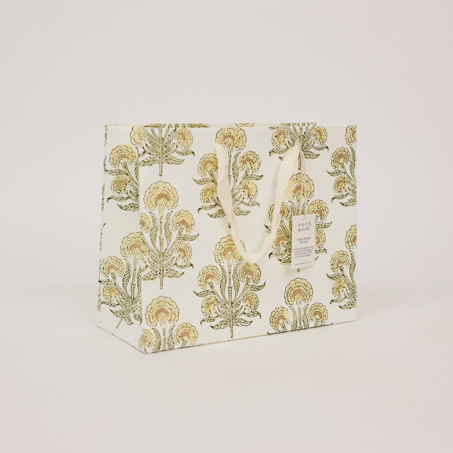 Block Printed Gift Bags (Medium) - Buttercream