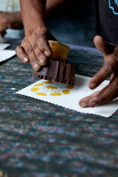Block Printed Greeting Card - Champaca Saffron
